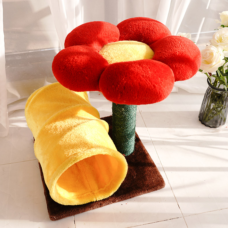 ZezeLife Flower Cat Tree With Tunnel, view 4