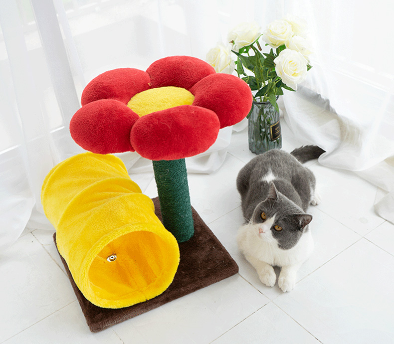 ZezeLife Flower Cat Tree With Tunnel, view 5