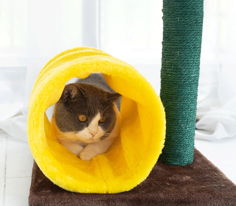 ZezeLife Flower Cat Tree With Tunnel, view 6