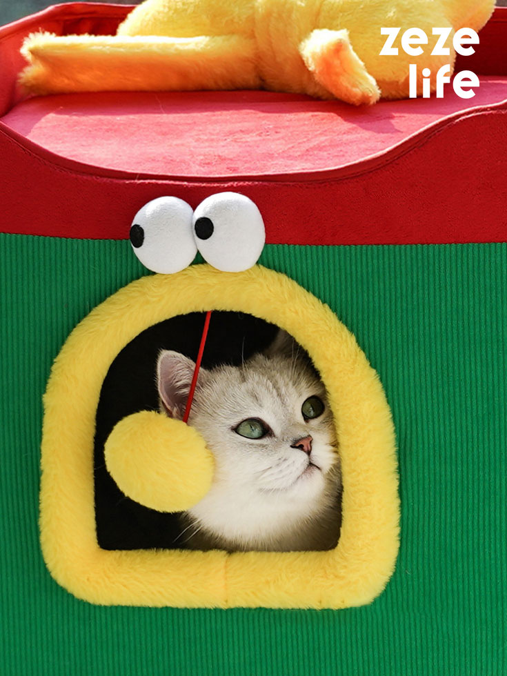 ZezeLife Foldable Christmas Gift Box Cat Bed, view 2