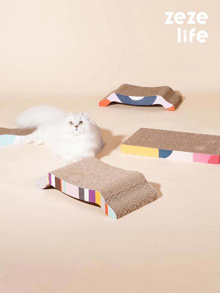 ZezeLife Geometric Patterns Corrugated Cardboard Cat Scratcher, view 2