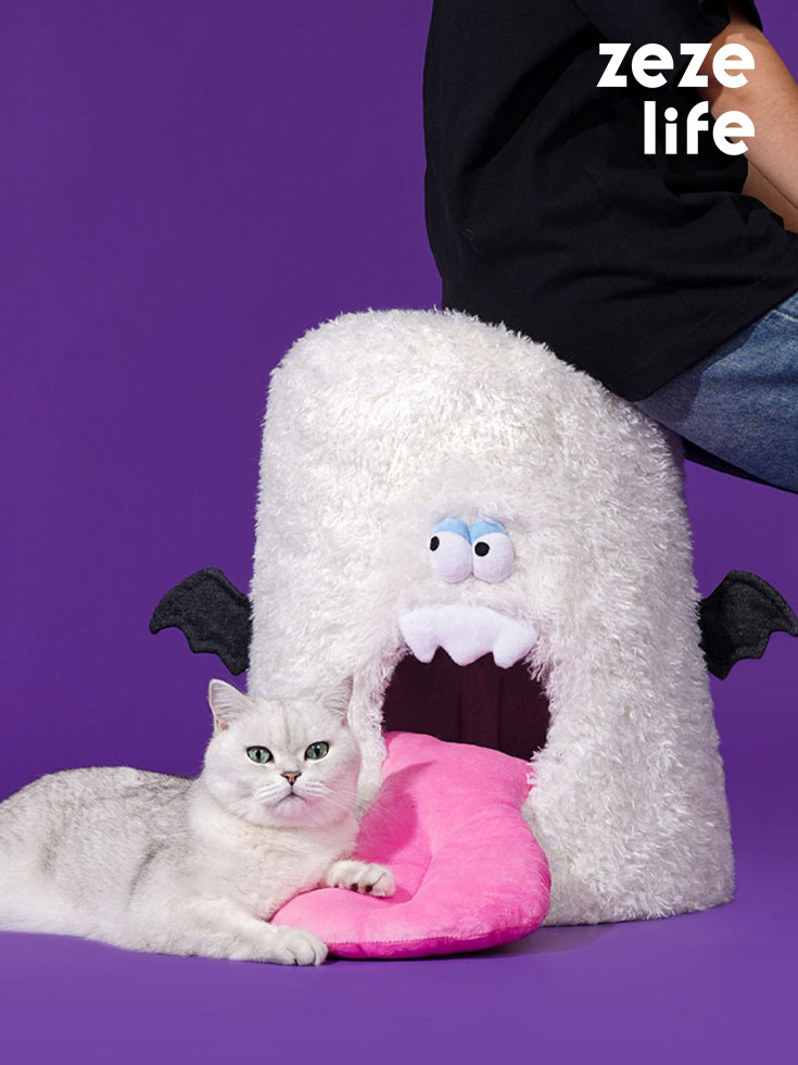 ZezeLife Ghost Stool Cat Cave Bed