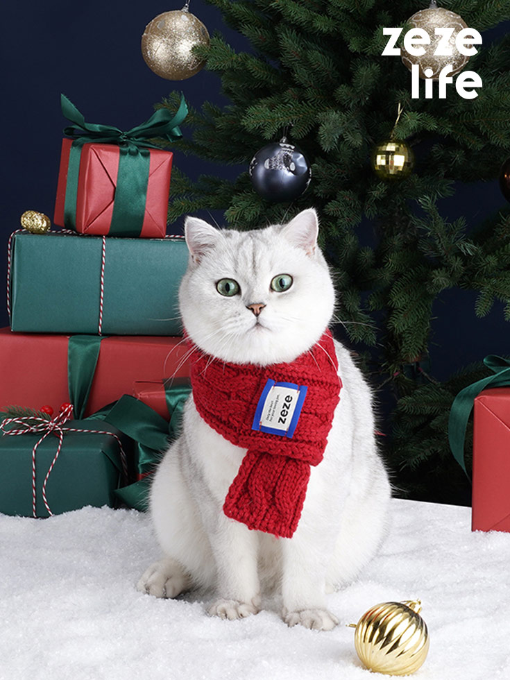 ZezeLife Gray Scarf Cat Bib, view 2