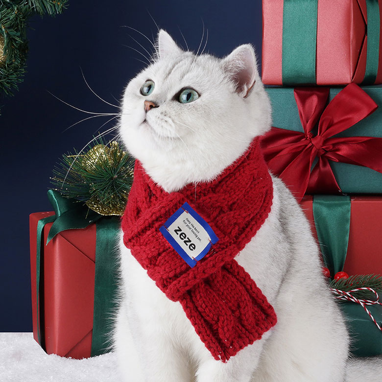ZezeLife Gray Scarf Cat Bib, view 4