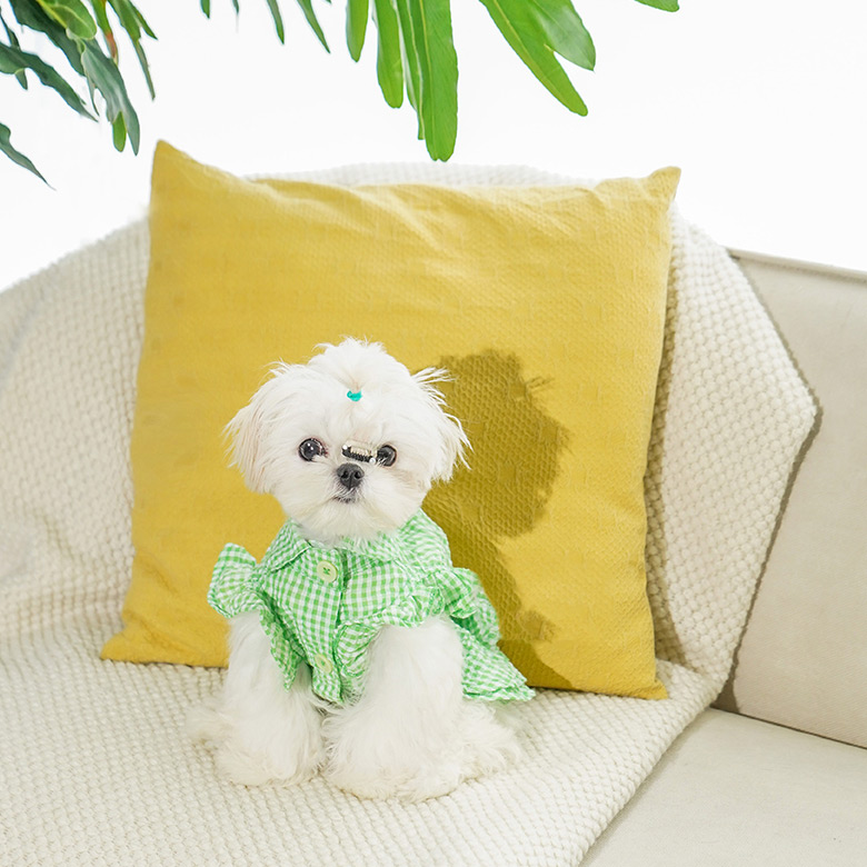 ZezeLife Green Plaid Cat Dress with Headgear, view 6
