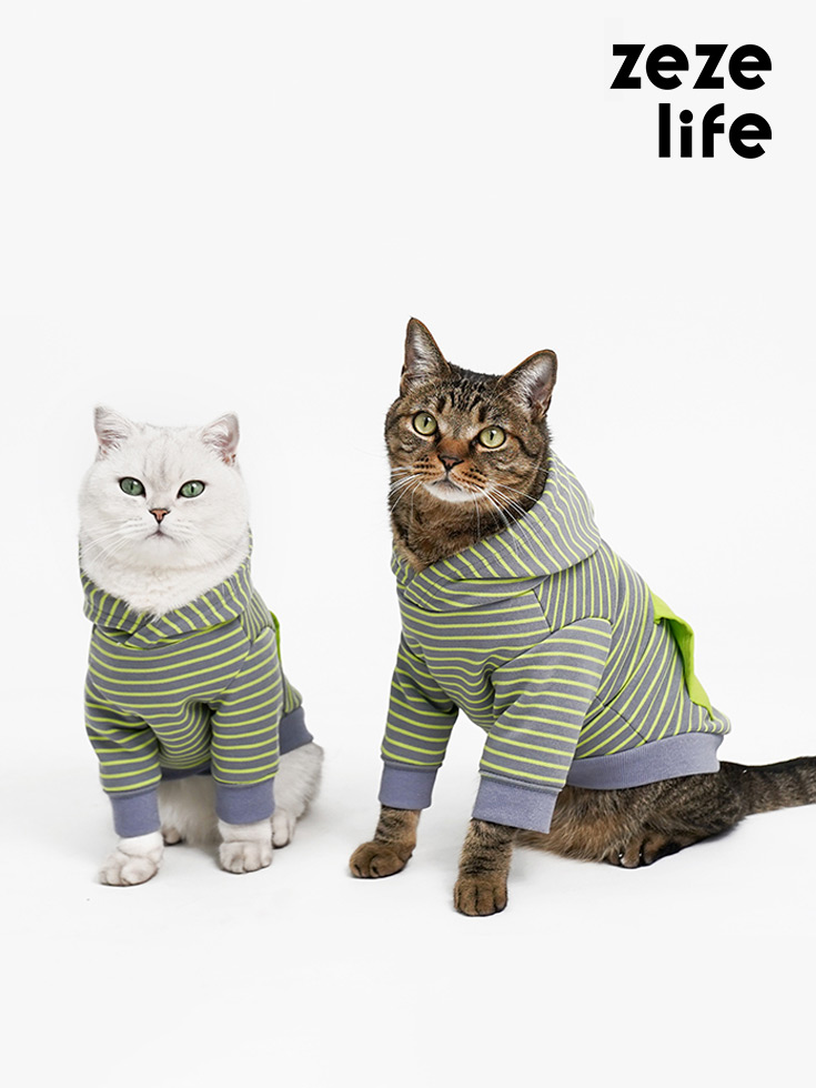 ZezeLife Green Stripes Cat Clothes, view 2