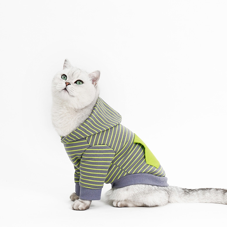 ZezeLife Green Stripes Cat Clothes, view 3