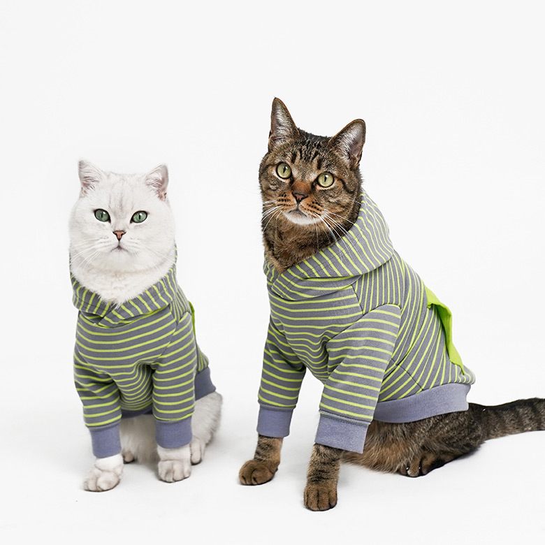 ZezeLife Green Stripes Cat Clothes, view 5