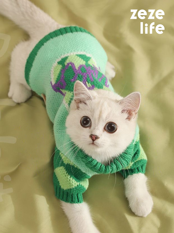 ZezeLife Green Turtleneck Cat Clothes