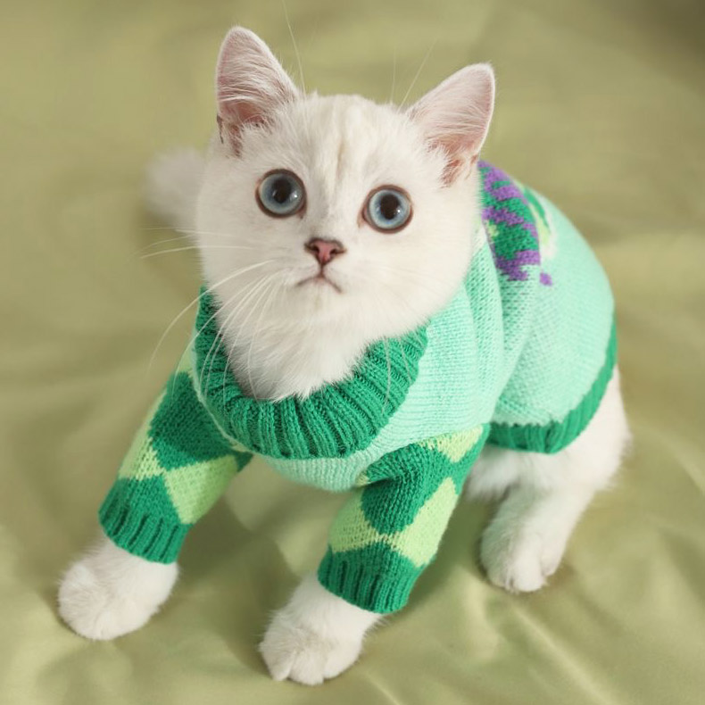 ZezeLife Green Turtleneck Cat Clothes, view 4