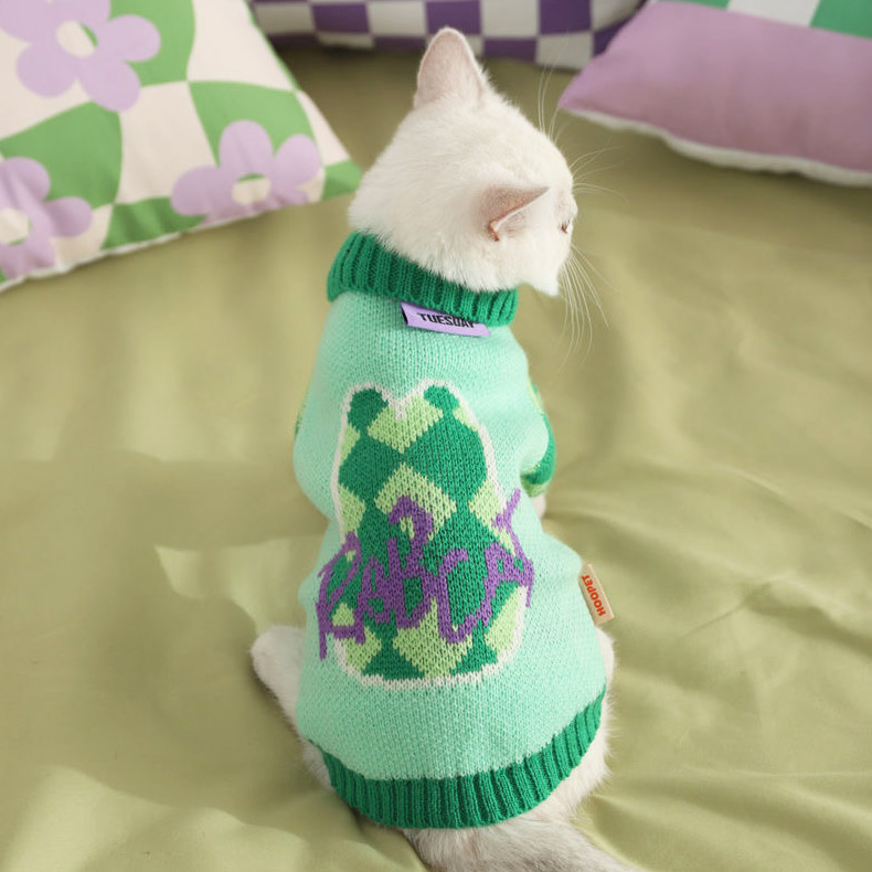ZezeLife Green Turtleneck Cat Clothes, view 5