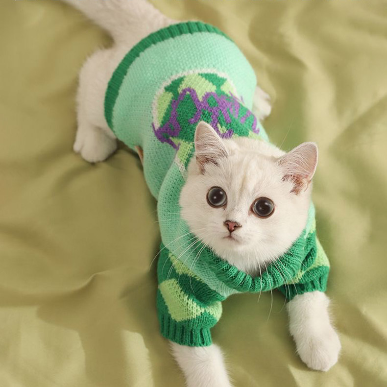 ZezeLife Green Turtleneck Cat Clothes, view 6