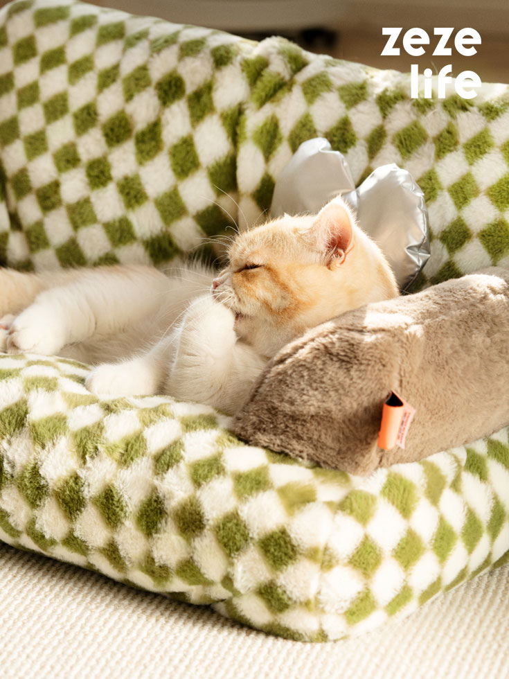 ZezeLife Green Vintage Diamond Cat Couch, view 2