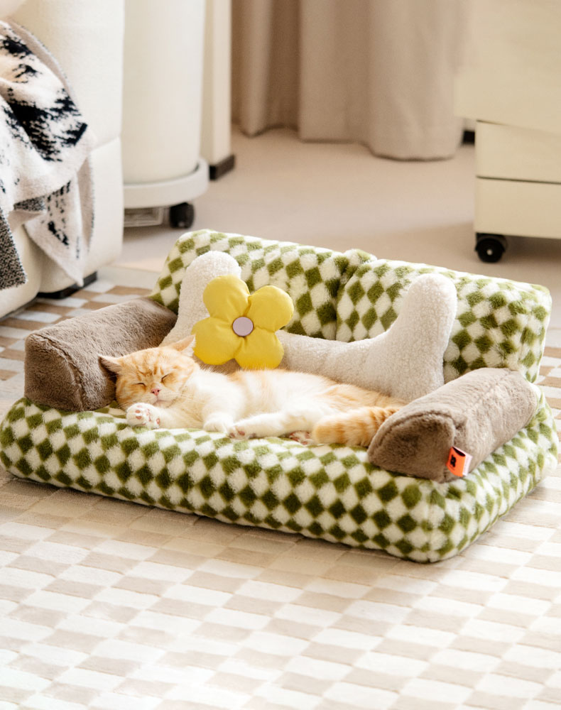 ZezeLife Green Vintage Diamond Cat Couch, view 4