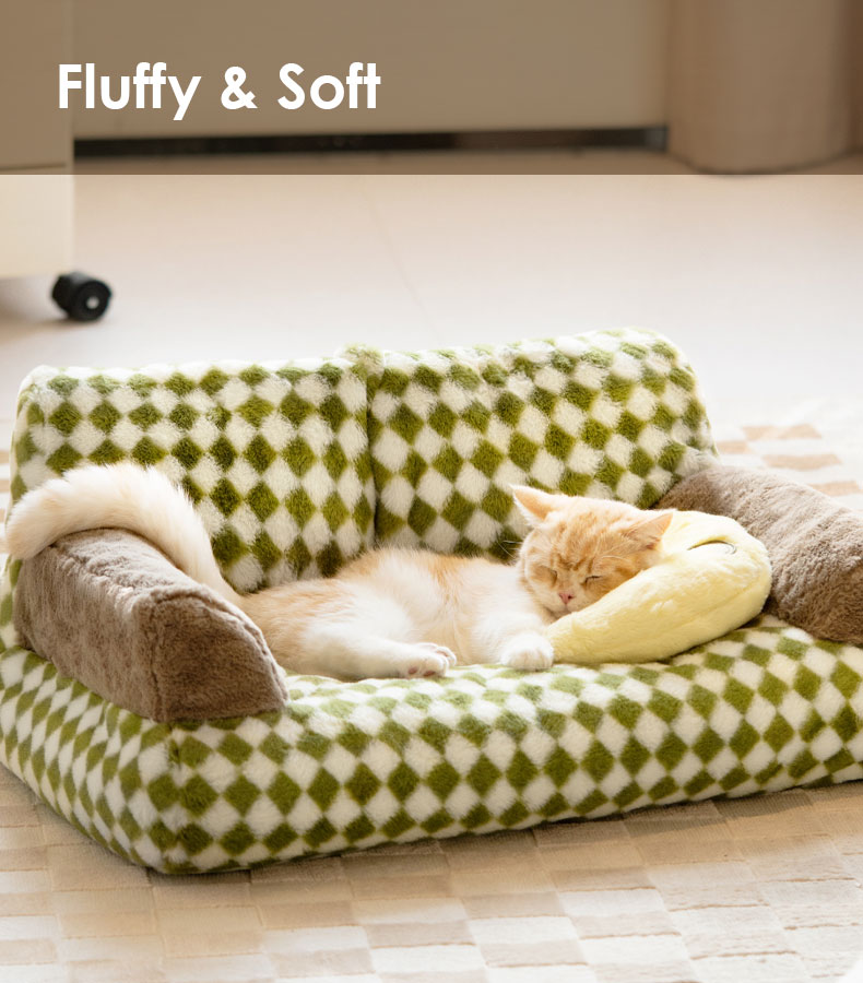 ZezeLife Green Vintage Diamond Cat Couch, view 6