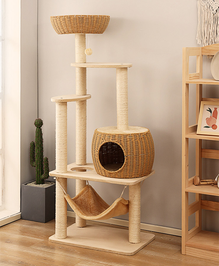 ZezeLife Hammock Rattan Cat Tree, view 3