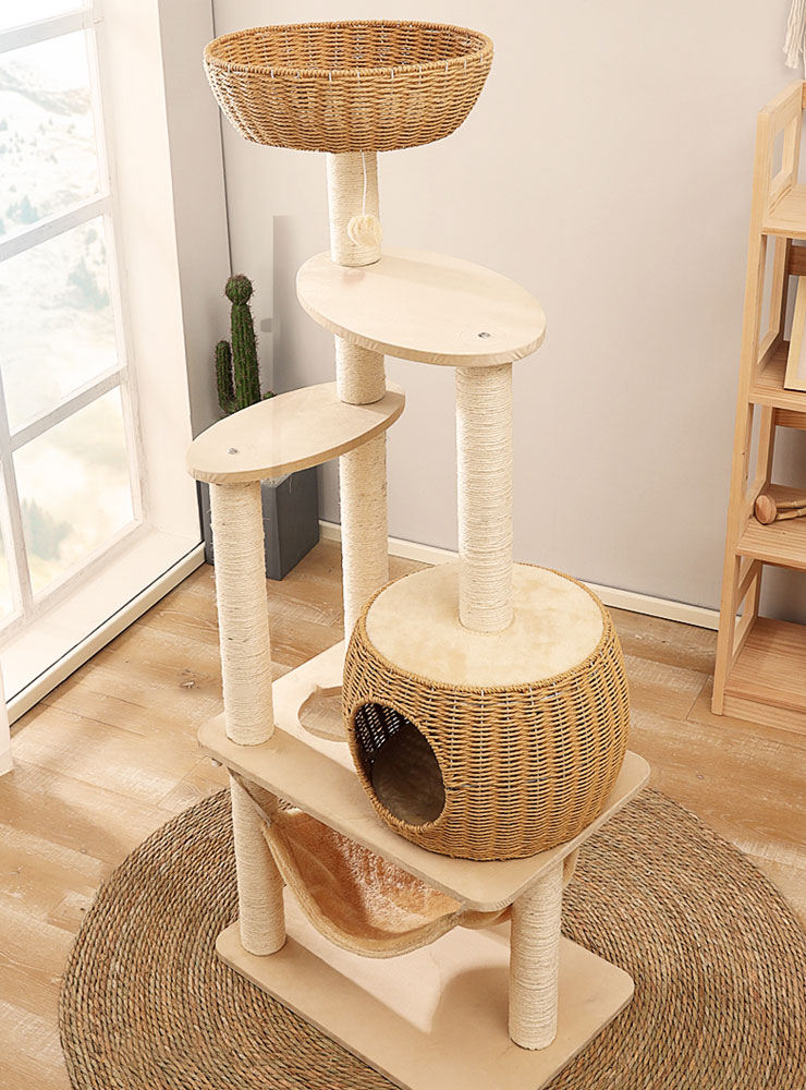 ZezeLife Hammock Rattan Cat Tree, view 4