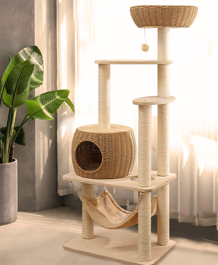 ZezeLife Hammock Rattan Cat Tree, view 6