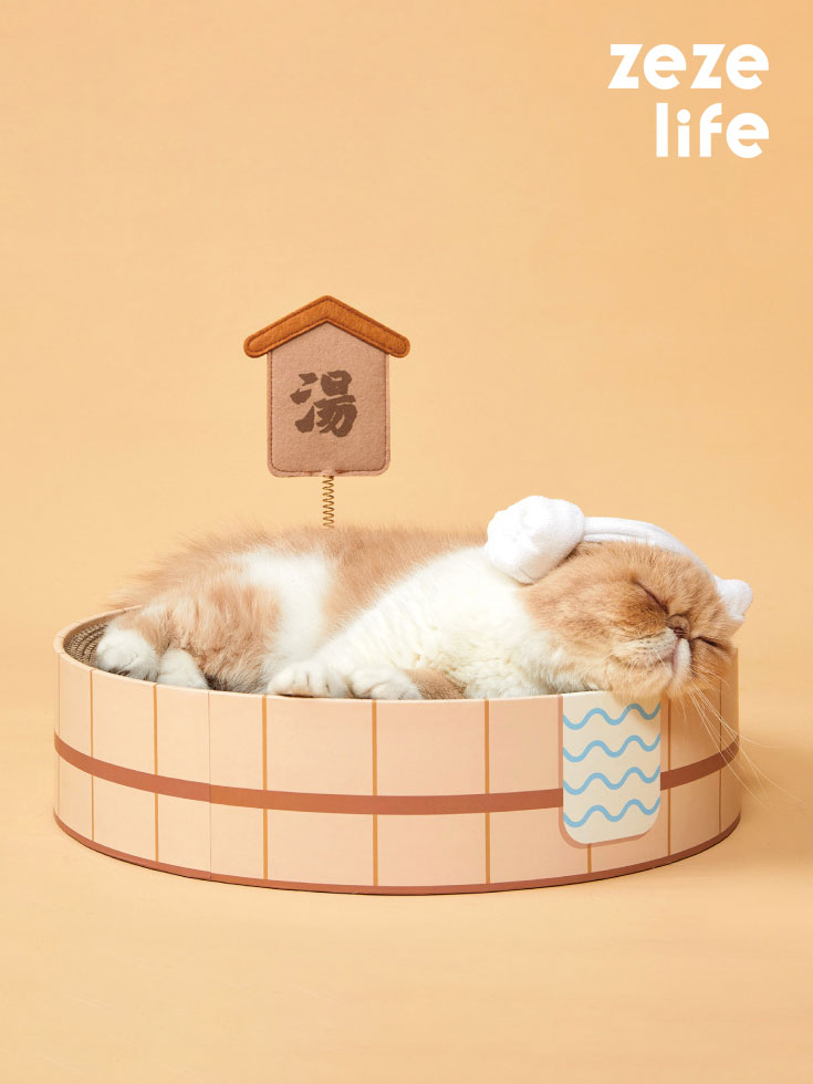 ZezeLife Japanese-Style Hot Springs Cat Scratcher Bed