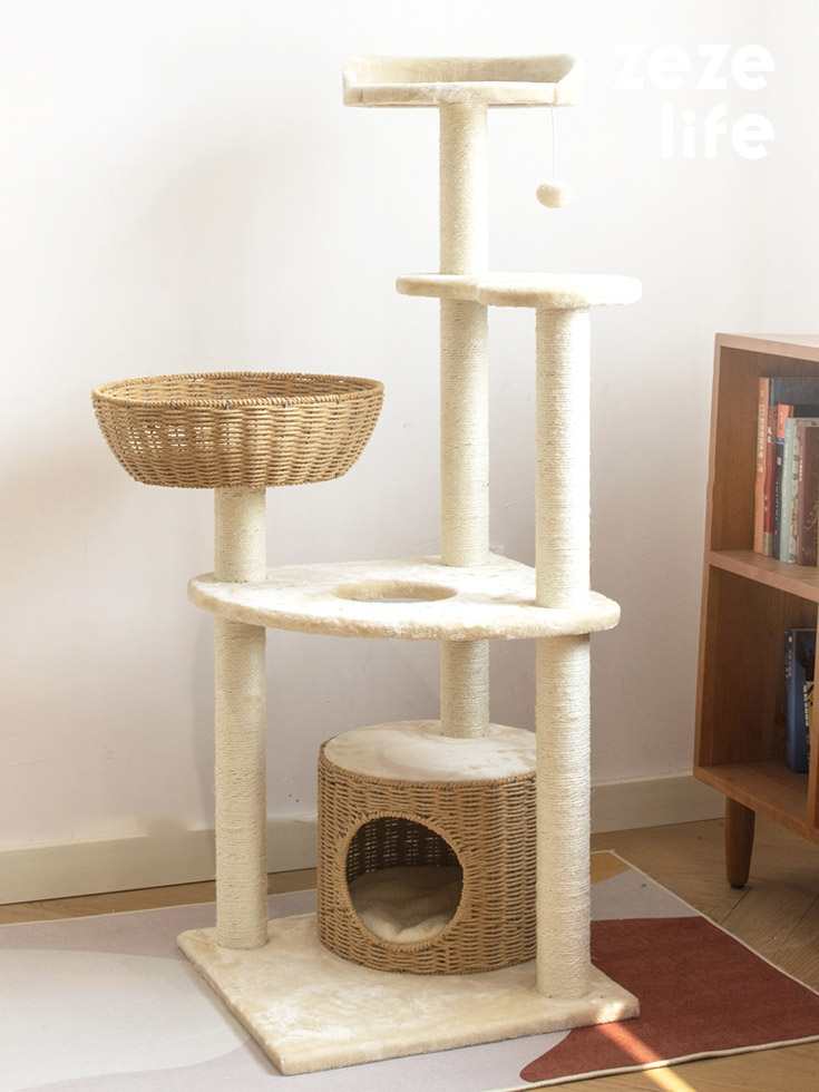 ZezeLife Japanese-style Rattan Cat Tree, view 2