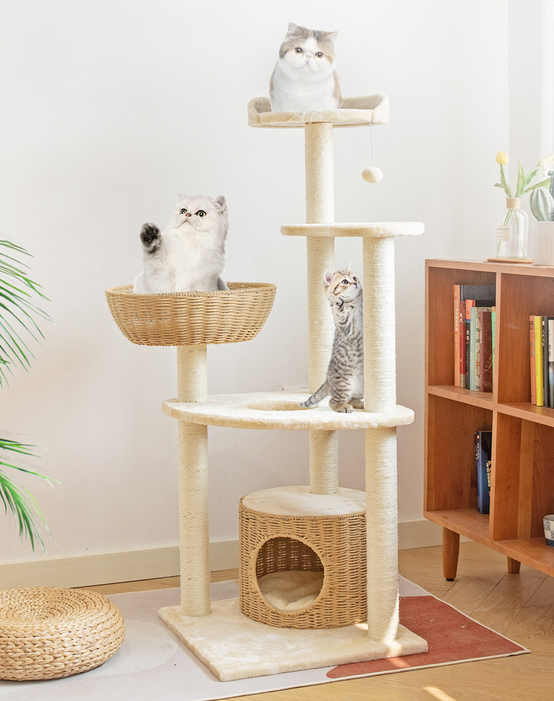 ZezeLife Japanese-style Rattan Cat Tree, view 3
