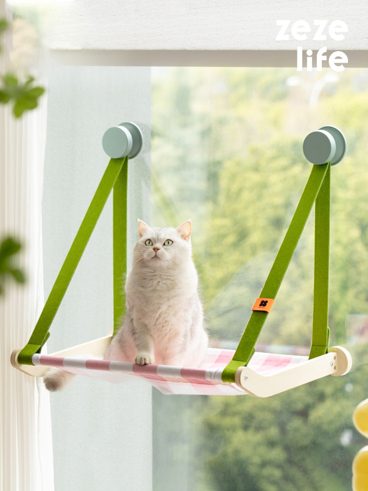 ZezeLife Lattice Wood Window Cat Hammock