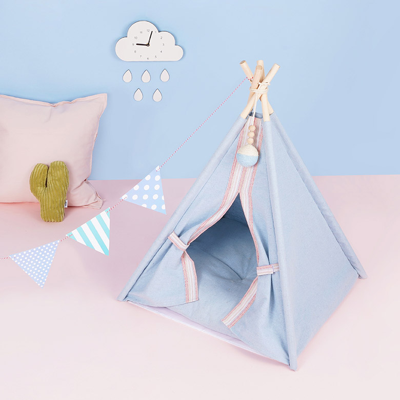 ZezeLife Light Blue Cat Teepee Bed, view 6