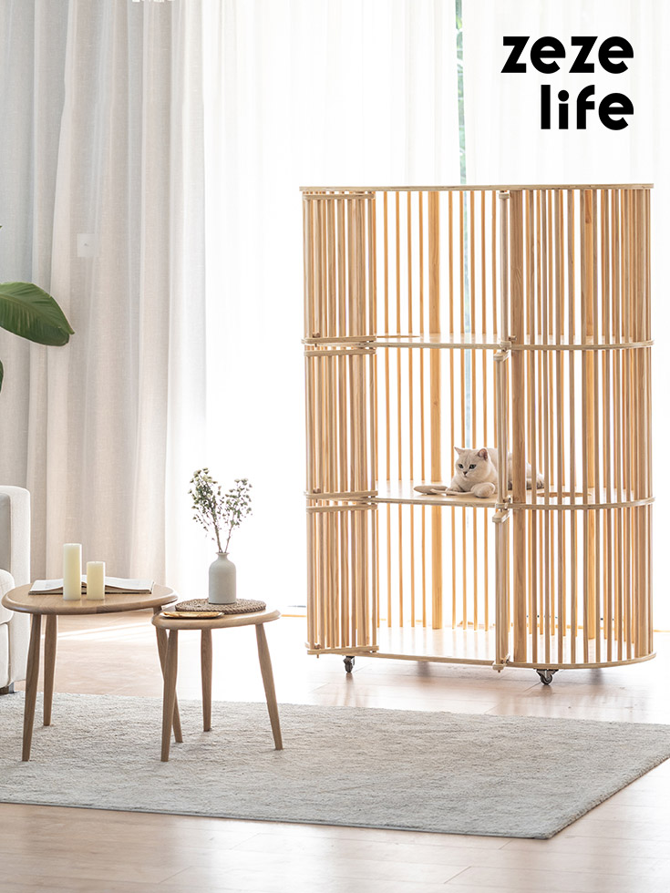 ZezeLife Log Color Cat Cage