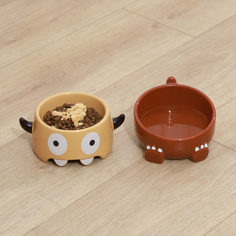 ZezeLife Monster & Dinosaur Ceramic Cat Bowl, view 3