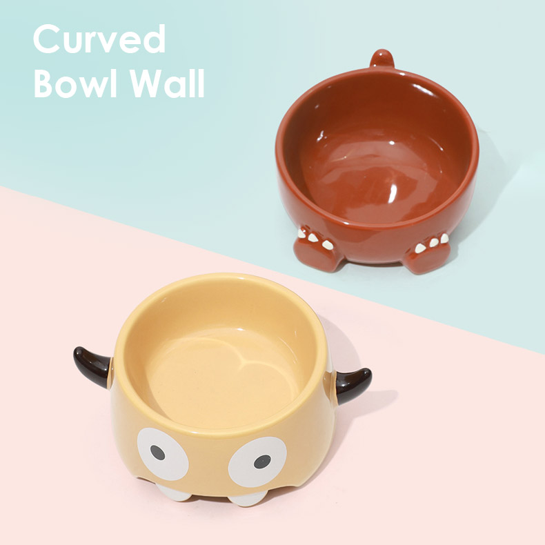 ZezeLife Monster & Dinosaur Ceramic Cat Bowl, view 4