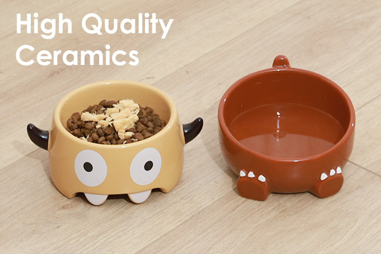 ZezeLife Monster & Dinosaur Ceramic Cat Bowl, view 6