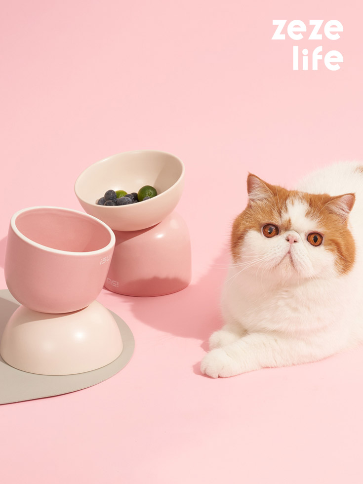 ZezeLife Multicolor Ceramics Elevated Cat Bowl, view 2