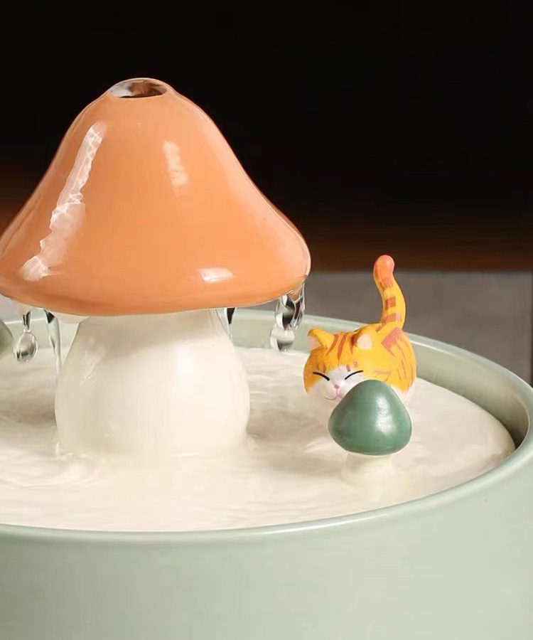 ZezeLife Mushroom Cat Water Fountain, view 6