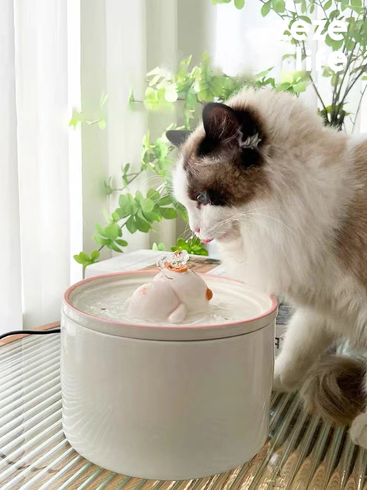ZezeLife Piggy Cat Water Fountain, view 2