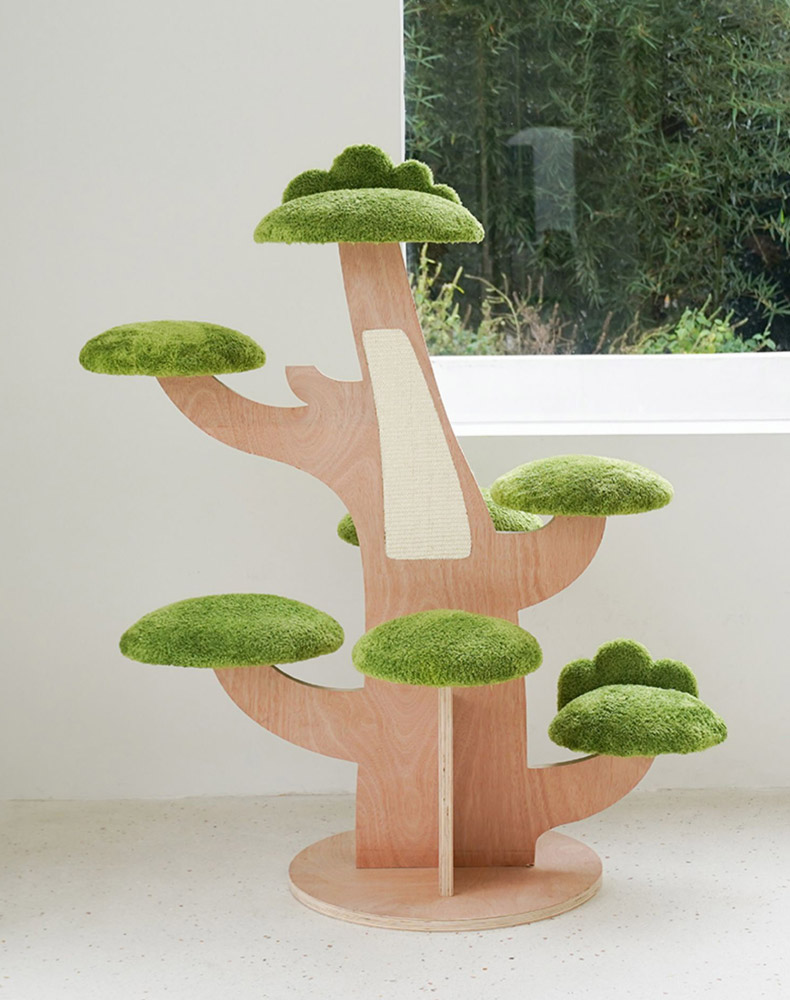 ZezeLife Pine Tree House Wood Cat Tree, view 4