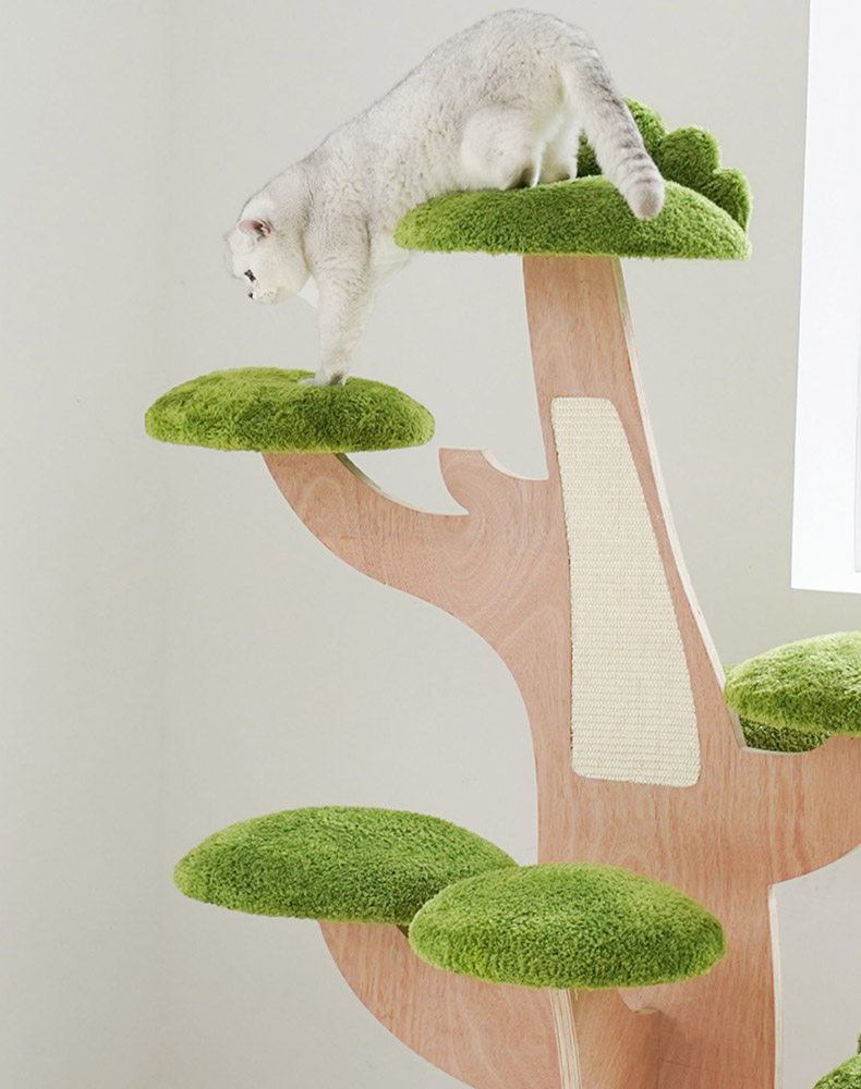 ZezeLife Pine Tree House Wood Cat Tree, view 5