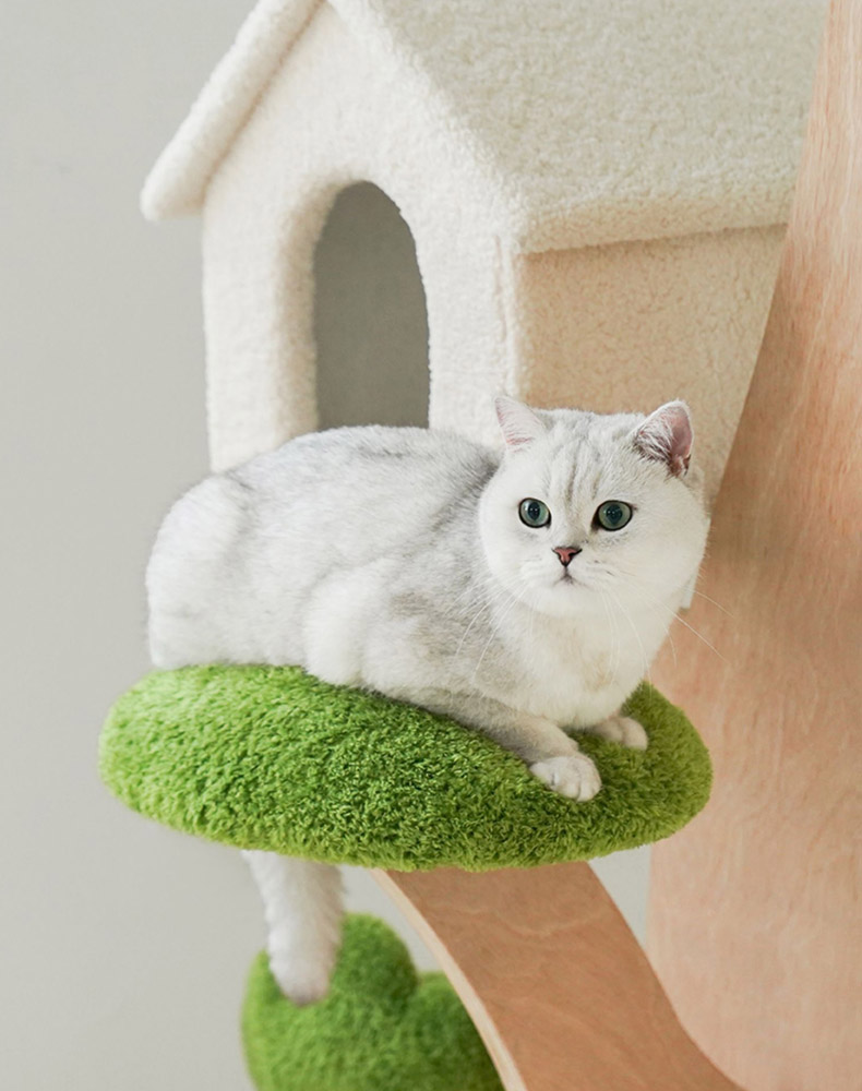 ZezeLife Pine Tree House Wood Cat Tree, view 6