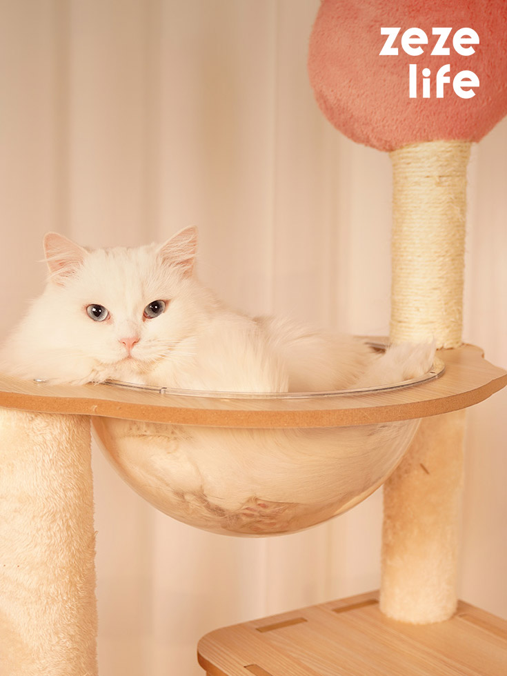 ZezeLife Large Pine & Cherry Wood Cat Tree, view 4