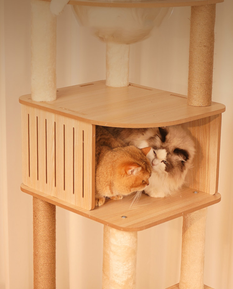 ZezeLife Large Pine & Cherry Wood Cat Tree, view 5