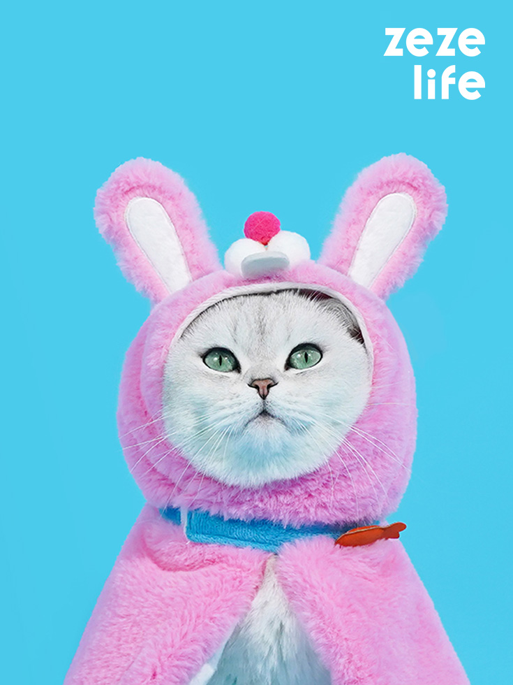 ZezeLife Pink Bunny Cat Cloak