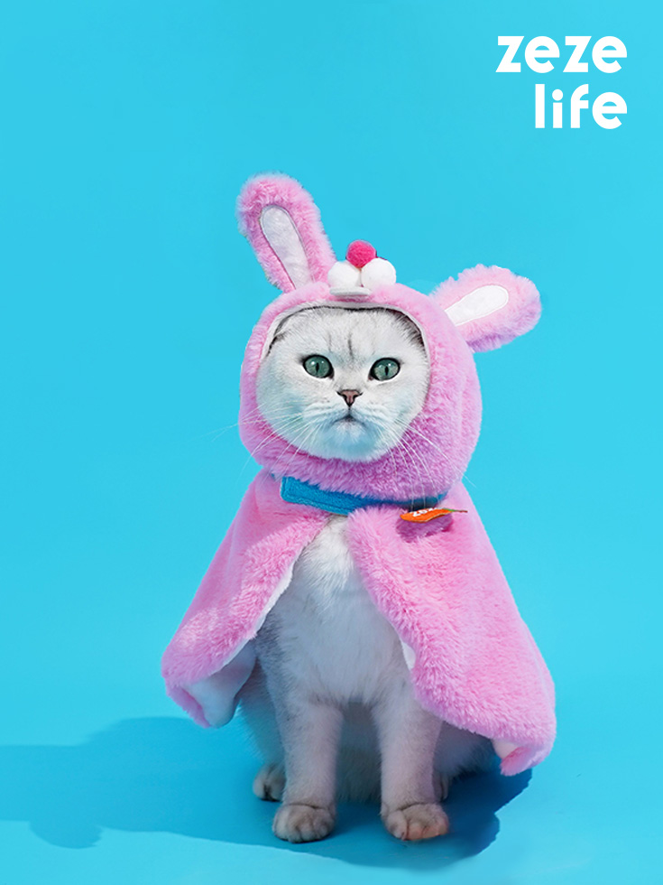 ZezeLife Pink Bunny Cat Cloak, view 2