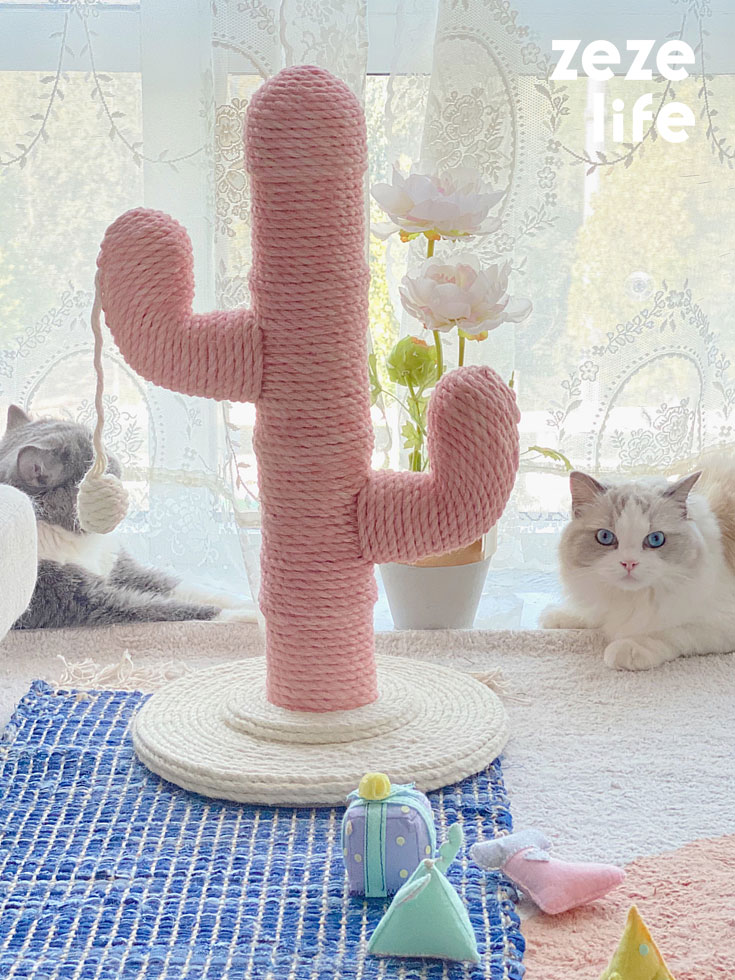 ZezeLife Pink Cactus Cat Scratching Post, view 3