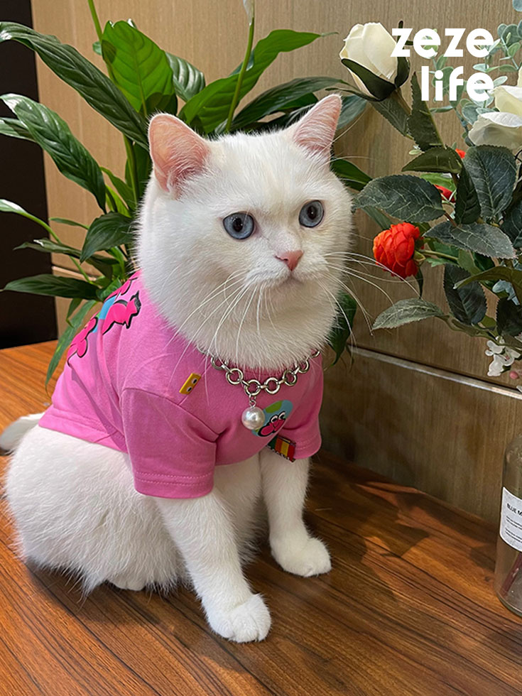 ZezeLife Pink Cartoon Cat Clothes, view 2