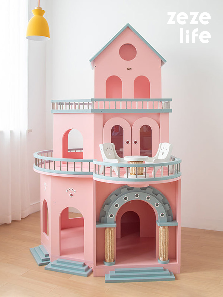ZezeLife Pink Castle Cat House, view 2