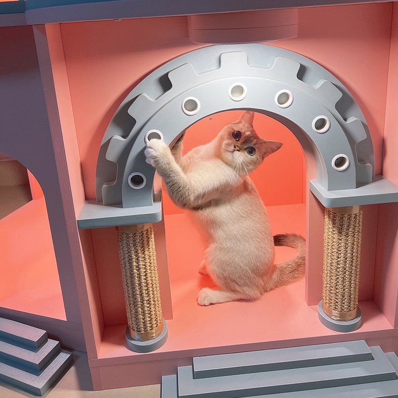 ZezeLife Pink Castle Cat House, view 6
