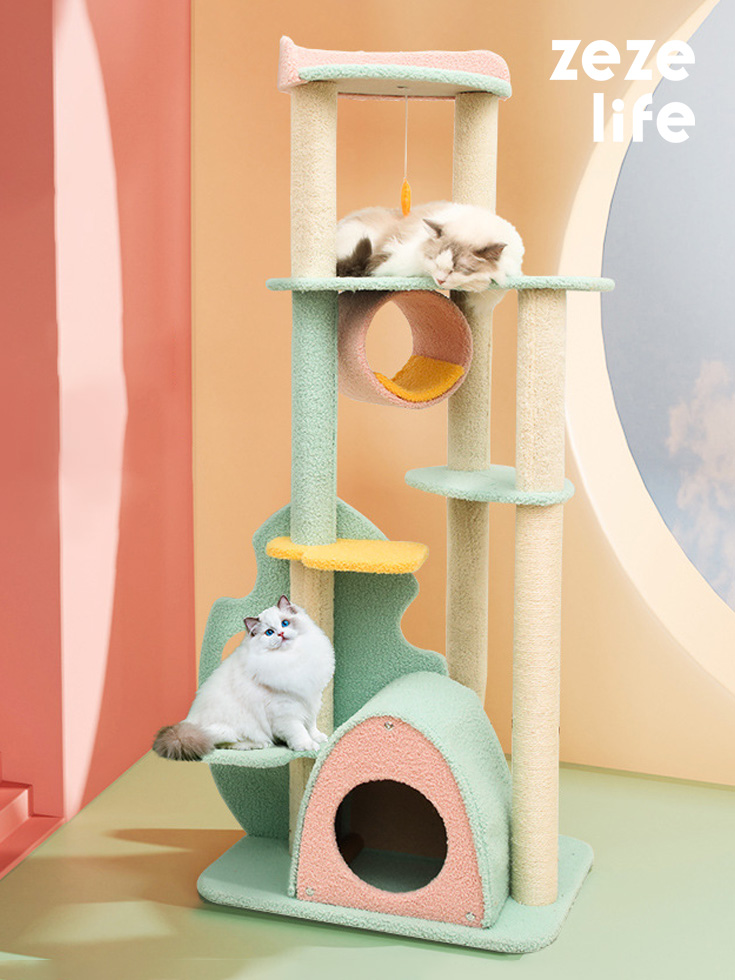 ZezeLife Pink Forest Cat Tree
