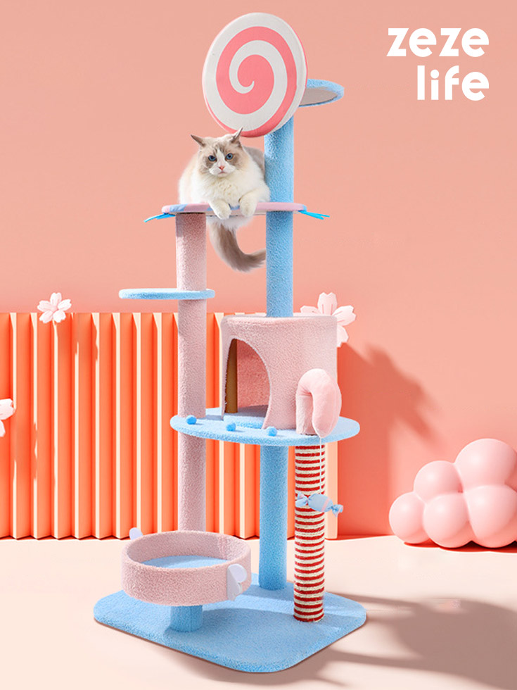 ZezeLife Pink Lollipop Cat Tree
