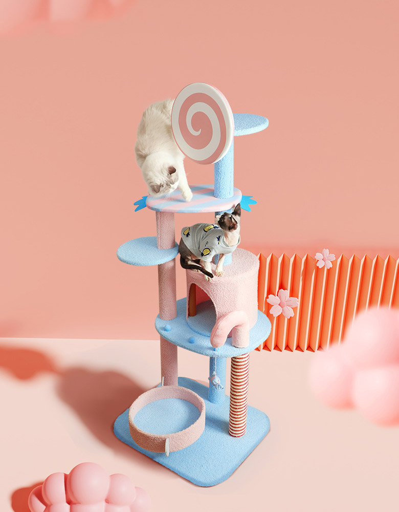 ZezeLife Pink Lollipop Cat Tree, view 3