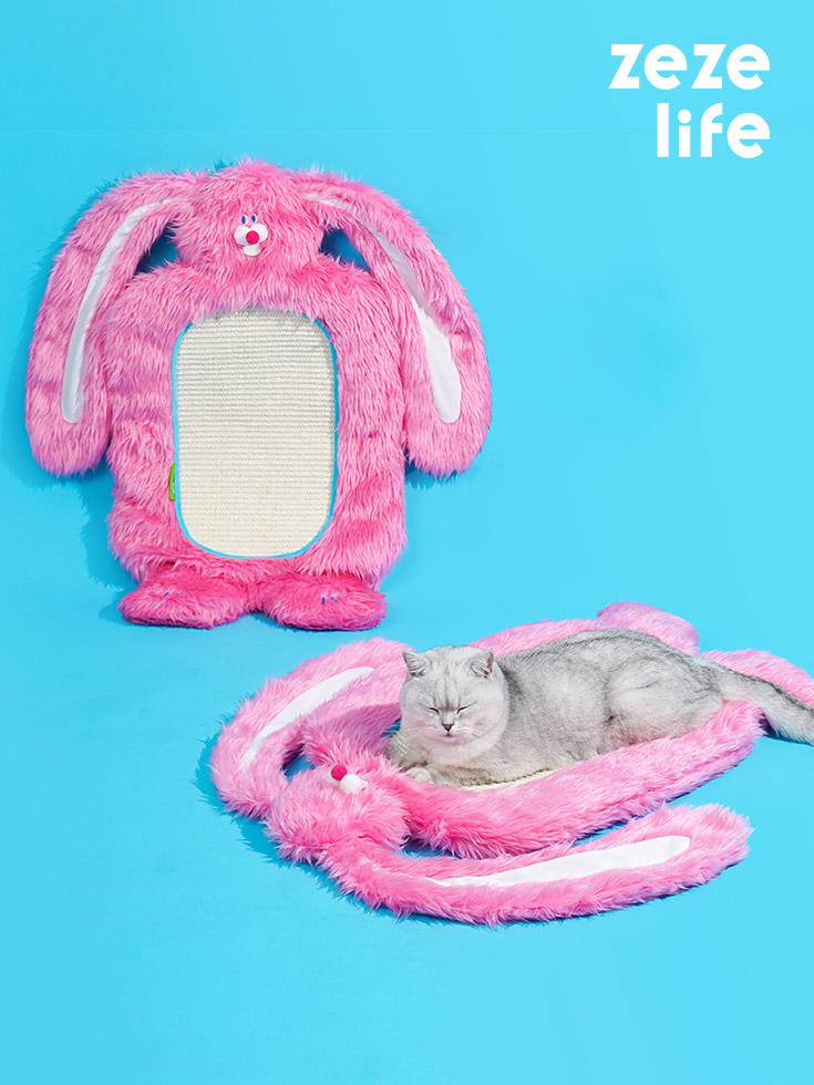 ZezeLife Pink Rabbit Cat Scratch Pad