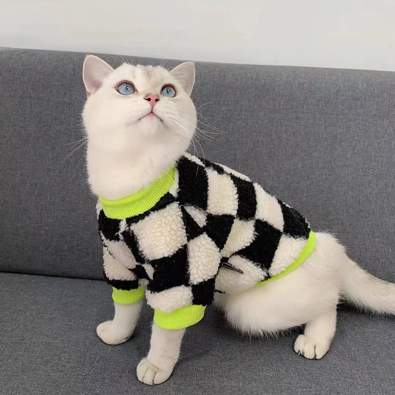 ZezeLife Plaid Polar Fleece Cat Clothes, view 3